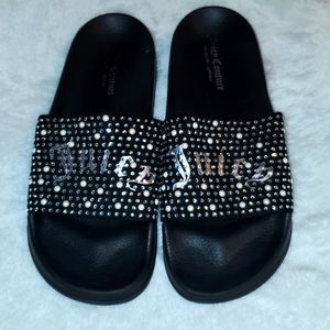 Women's Juicy Couture Black and Rhinestone slides